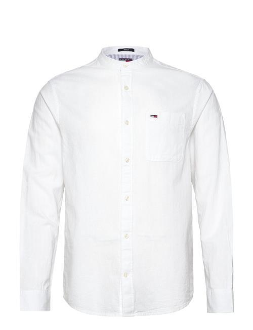 Tjm Linen Mix Band Collar Shirt Tommy Jeans White