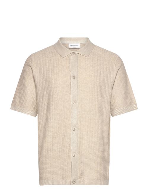 Knitted S/S Polo Cardigan Lindbergh Beige