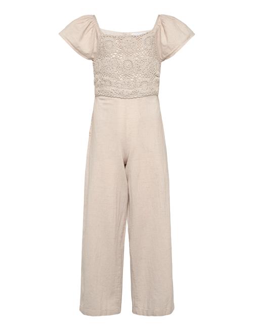 Jumpsuit With Crochet Detail Mango Beige