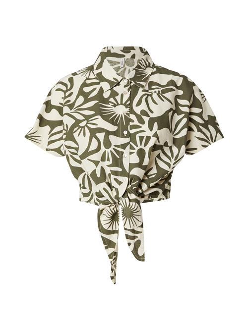 Se ONLY Bluse 'ONLJAKIRI LINEN'  elfenben / oliven ved About You