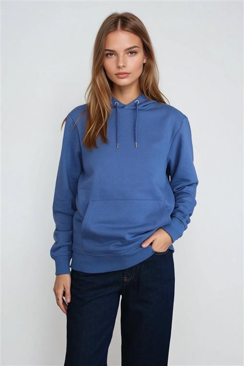 Sweatshirt Hoodie - Støvet Blå - TeeShoppen