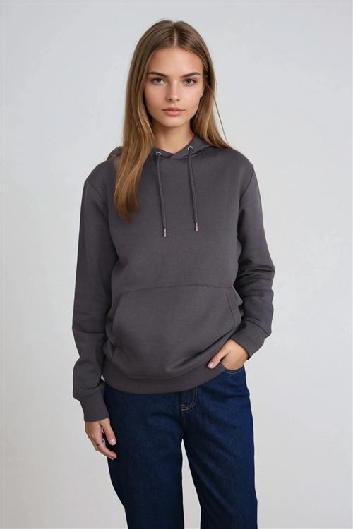 Sweatshirt Hoodie - Mørkegrå - M - TeeShoppen