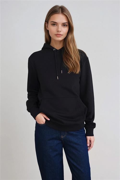 Sweatshirt Hoodie - Sort - TeeShoppen