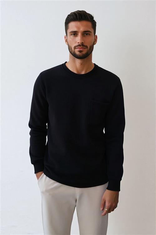 Pocket Sweatshirt Regular Fit - Sort - L - TeeShoppen