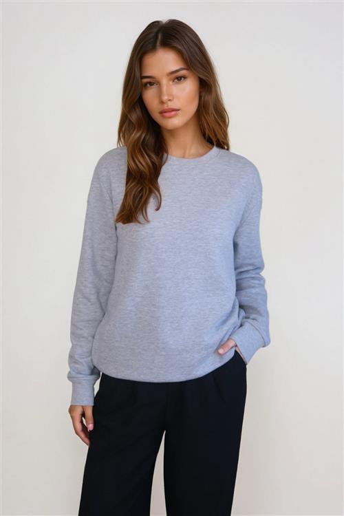Essential Crewneck - Grå Melange - S - TeeShoppen