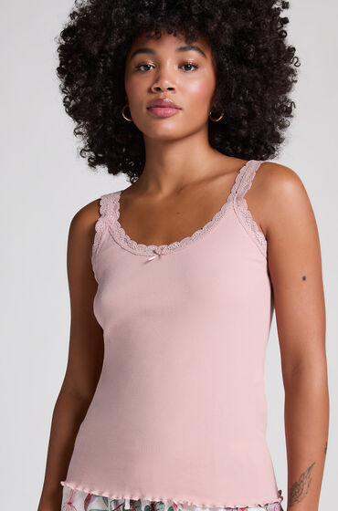 Hunkemöller Camisole i rib og blonde pink