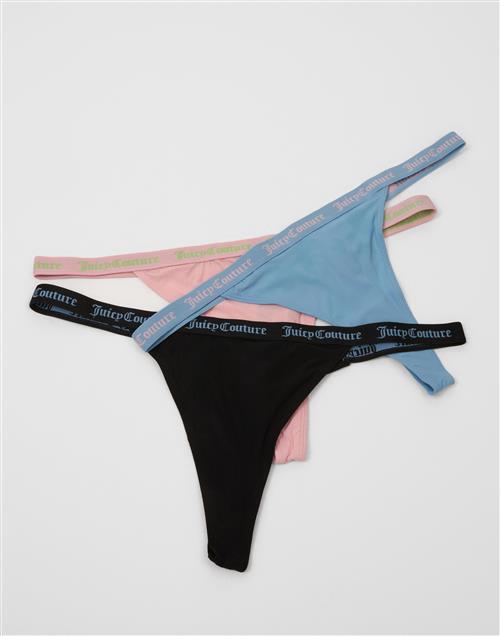 Se Juicy Couture - Mønstret - 3 Pack Ribbed Microfibre Thong ved Nelly