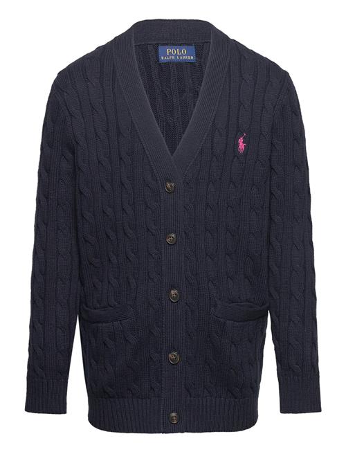 Se Cable-Knit Cotton V-Neck Cardigan Ralph Lauren Kids Navy ved Booztlet