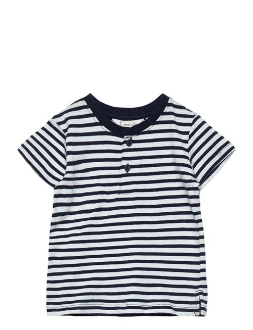 Striped Contrast Collar T-Shirt Mango Patterned