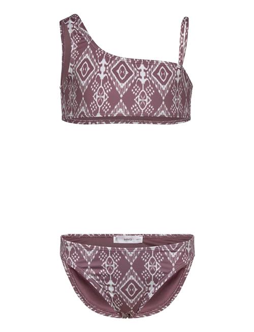 Se Bikini With Ethnic Print Mango Burgundy ved Booztlet