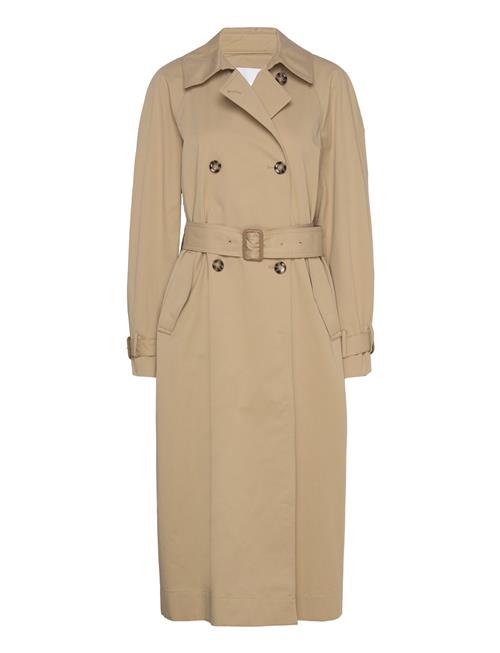 Double-Breasted Cotton Trench Coat Mango Beige