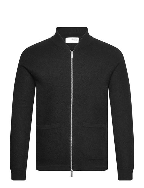 Slhreason Ls Knit Boiled Wool Zip W Selected Homme Black