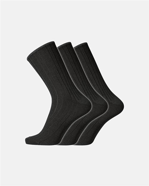 Strømper "no elastic" 3-pak | Uld | Sort