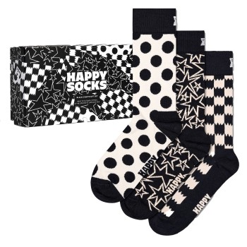 Happy socks Strømper 3P Black and White Socks Gift Box Sort/Hvid bomuld Str 36/40