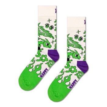 Happy socks Strømper Hyper Dragon Sock Hvid Mønster bomuld Str 36/40