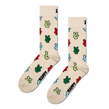 Happy socks Strømper Peace Sock Beige bomuld Str 36/40