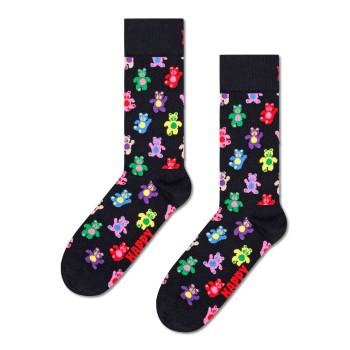 Happy socks Strømper Teddy Sock Sort Mønster bomuld Str 41/46