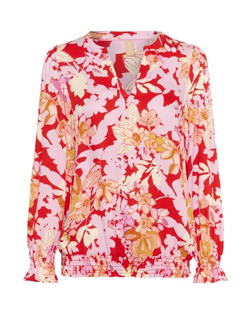 CULTURE Bluse 'Pia'  pastelgul / lys pink / rød