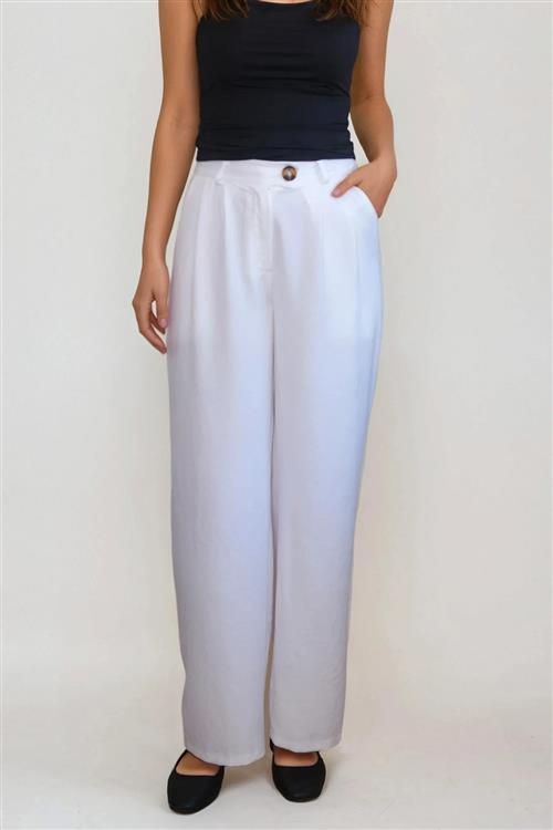 Emma Bukser Loose - Hvid - L - TeeShoppen