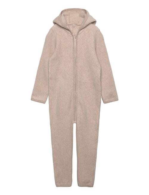 Pram Suit Ears Cot. Fleece Huttelihut Beige