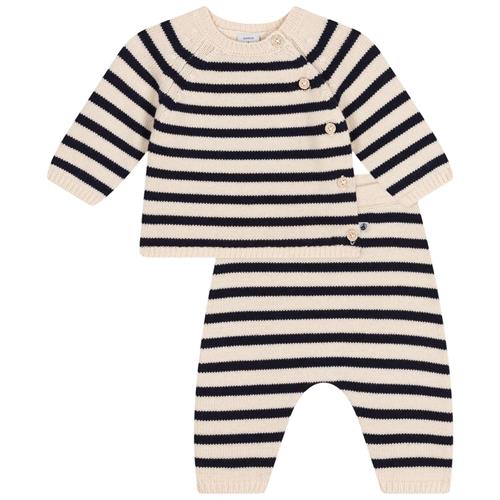Petit Bateau Sailor Striped Strikket 2-delt Tøjsæt Avalanche Smoking | Beige | 12 months