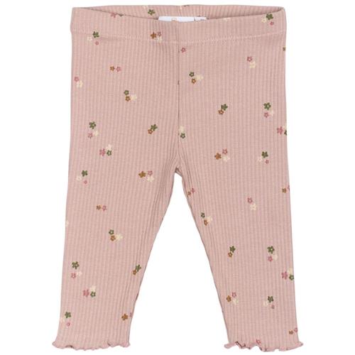 The New Siblings GOTS Odelia Ribbede Leggings Adobe Rose Aop | Lyserød | 62 cm