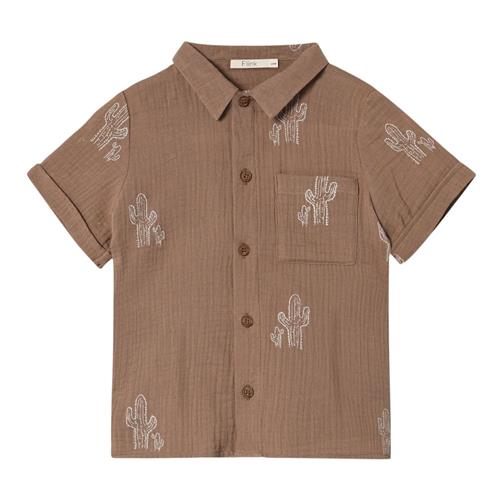 Fliink Hello Kortærmet Skjorte Pine Bark Cactus Aop 2 Y  Brun  2 år  Unisex