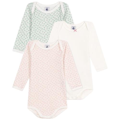 Petit Bateau 3-pak Baby-bodyer Marshmallow Rose | Hvid | 3 months