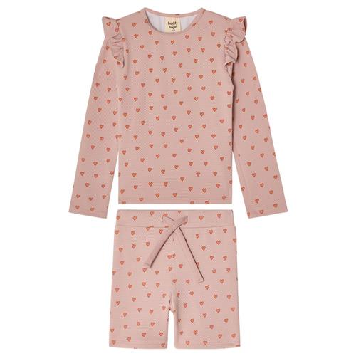 Buddy & Hope Bodil UV-sæt Apricot Hearts | Lyserød | 98/104 cm