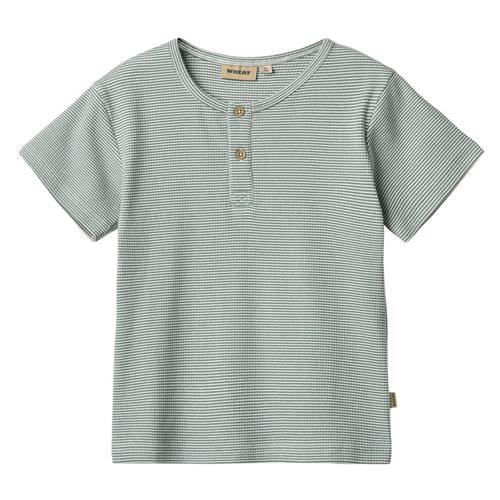 Wheat GOTS Lumi T-shirt Stormy Sea Stripe | Grønn | 128 cm