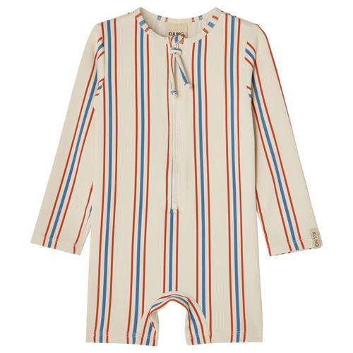 Kuling Paros UV-dragt Blue/red Stripe | Hvid | 110/116 cm