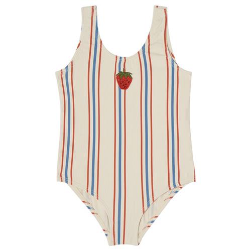Kuling Milos UV-badedragt Blue/red Stripe | Hvid | 122/128 cm