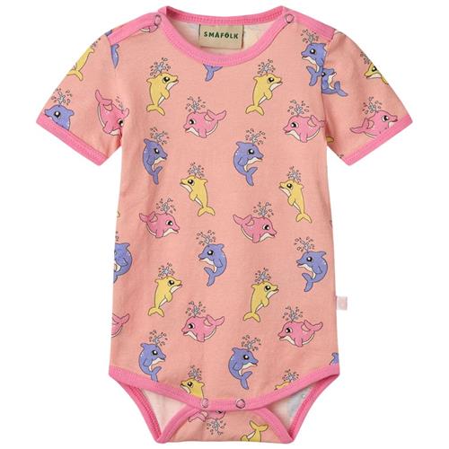 Småfolk Baby Dolphins Kortærmet Baby Body Blossom | Lyserød | 80 cm