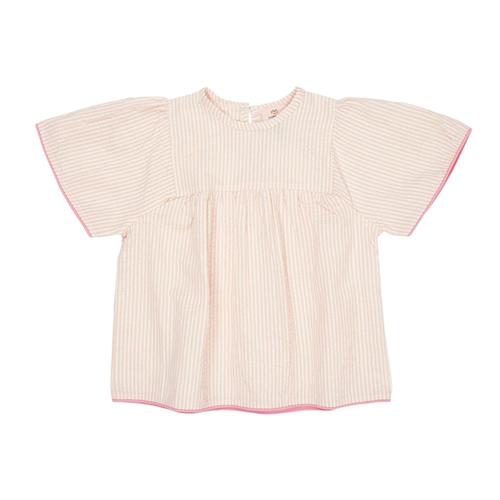 Copenhagen Colors GOTS Seersucker-bluse Dusty Rose Cream Stripe | Lyserød | 116 cm