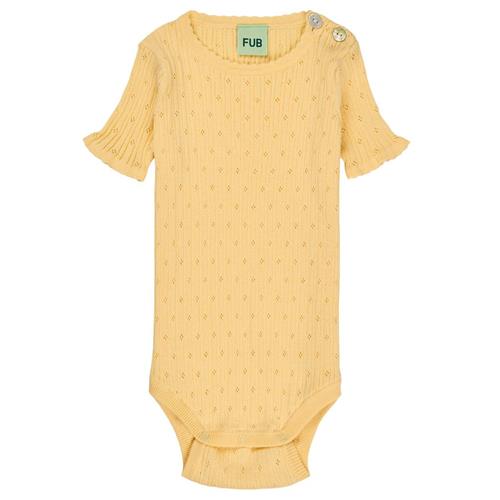 FUB Pointelle Baby Body Vanilla 92 cm  Gul  92 cm  Unisex