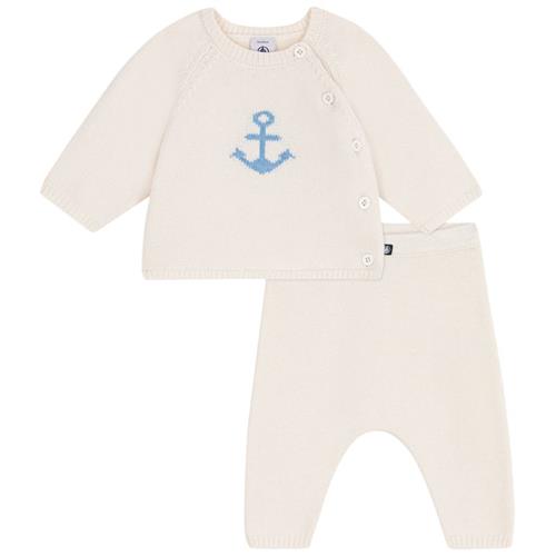 Petit Bateau Strikket 2-delt Tøjsæt I Uld Og Bomuld Marshmallow | Hvid | 6 months