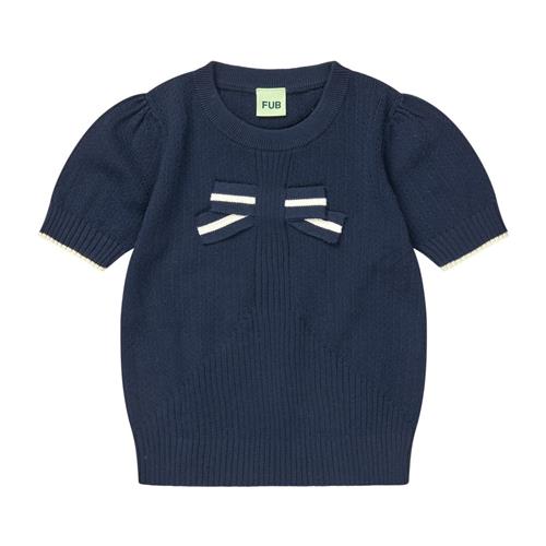 FUB Strikket Kortærmet Sweater Dark Navy | Marine blå | 90 cm