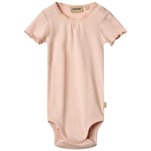 Wheat Edna Ribbet Kortærmet Baby Body Powder | Lyserød | 80 cm