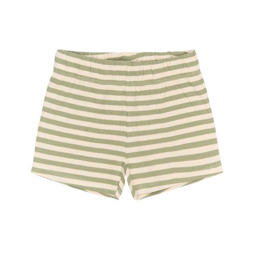 The New Siblings GOTS Uni Ribbede Shorts Tea Striped | Grønn | 80 cm