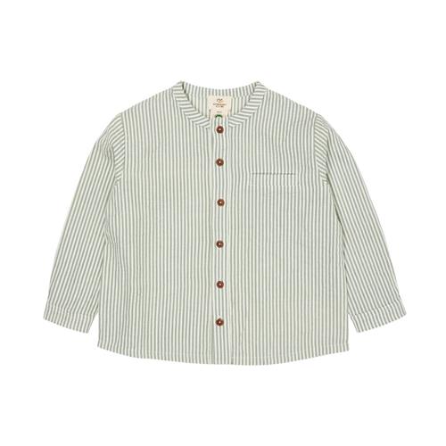 Copenhagen Colors GOTS Seersucker-skjorte Green Cream Stripe | Grønn | 122 cm