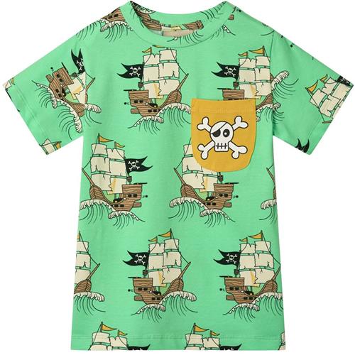 Småfolk Pirate Ships T-shirt Minty Green Tea | Grønn | 3-4 years