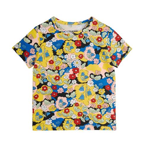 Mini Rodini GOTS Flowers Aop Kortærmet T-shirt Multi | Gul | 140/146 cm