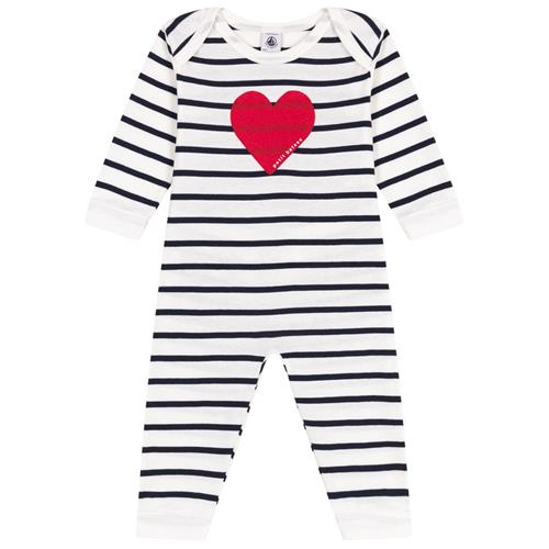 Petit Bateau Heart Stribet Pyjamas Marshmallow Smoking | Hvid | 24 months