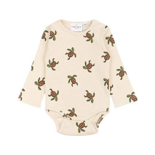 The New Siblings GOTS Owen Ribbet Baby Body White Swan Aop | Hvid | 86 cm