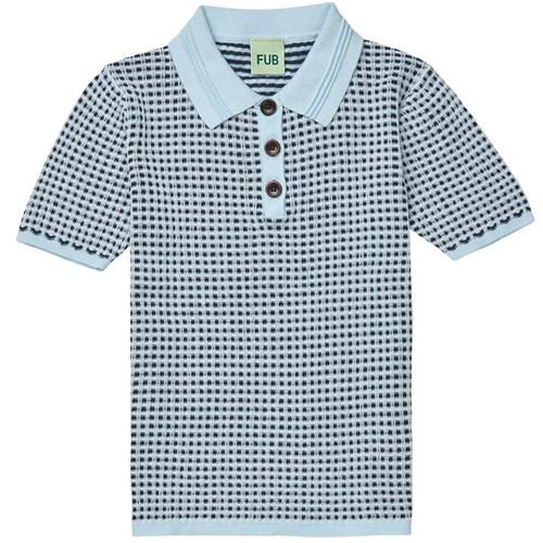 FUB Strikket Polotrøje Light Blue/dark Navy | Blå | 80 cm