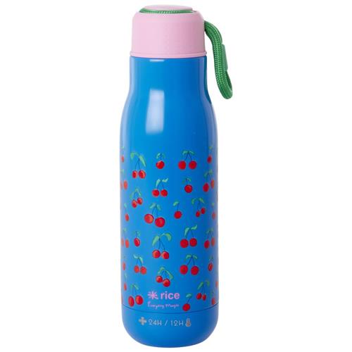 RICE 500 Ml Drikkeflaske I Rustfrit Stål Cherry Love Print | Blå | 0