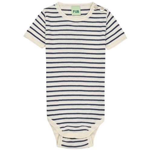 FUB Strikket Baby Body Ecru/dark Navy | Marine blå | 74 cm