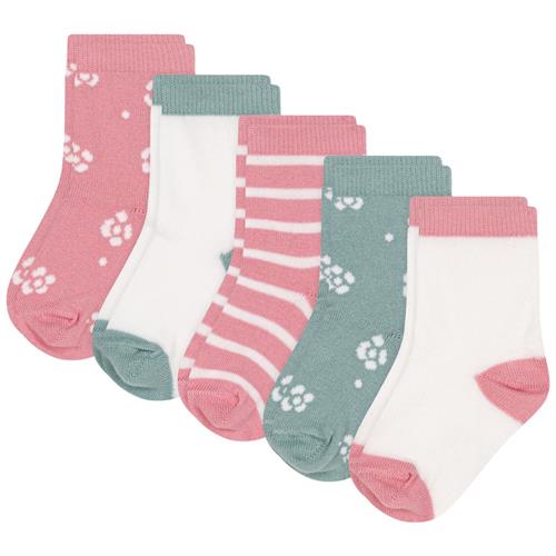 Petit Bateau Flowers 5-pak Bomuldsstrømper Green Pink | Lyserød | 18-36 months