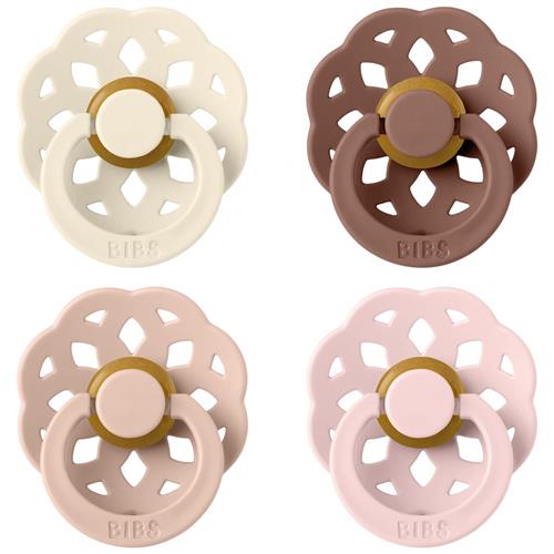 BIBS 4-Pack BIBS Boheme Sut Af Latex Ivory Blush / Woodchuck Blossom | Lyserød | 6+ months