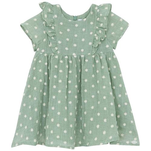 Tartine et Chocolat Blomsterbroderet Kjole Sauge | Grønn | 9 months